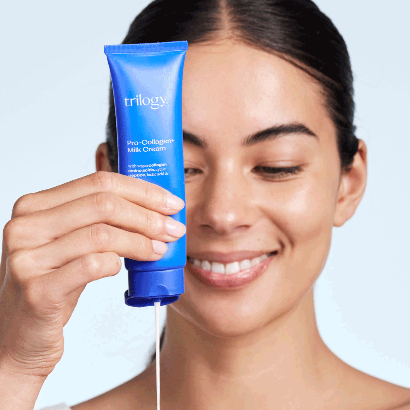 milk cream application on model